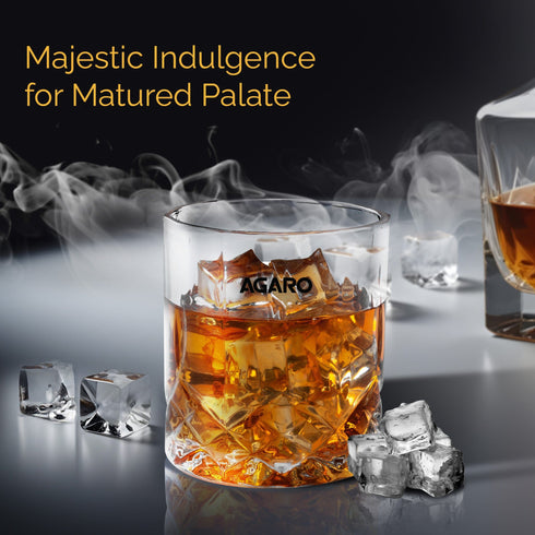 Elegant Whiskey Glass, Set of 6, 325ML, Diamond Cut Design, Crystal Clear, Perfect for Scotch, Whisky, Bourbon, Liquor, Wine, Cocktail Drinks